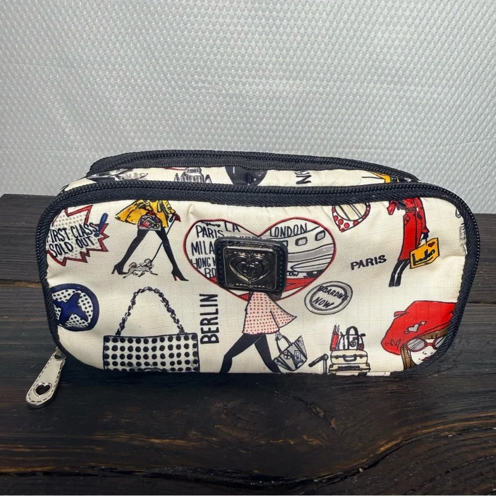 Brighton Stylish Travel-Themed Cosmetic Bag
